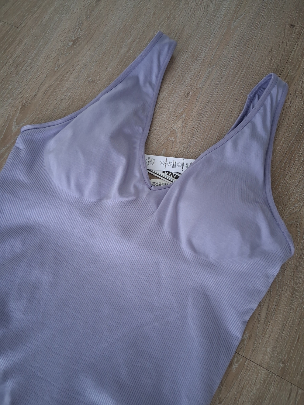 PINK Victorias Secret Satin Seamless Plunge Workout Onesie Size M - Picture 2 of 6